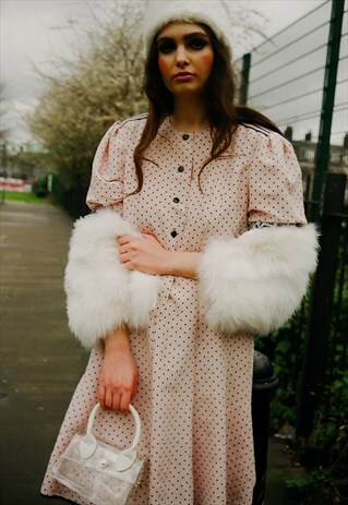 REWORKED VINTAGE BABY PINK POLKADOT DRESS