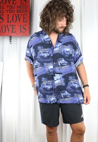 VINTAGE CRAZY PATTERN OVERSIZED SHORT SLEEVED SHIRT