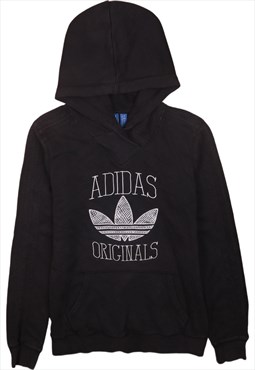 Vintage 90's Adidas Hoodie Spellout Pullover Black Medium