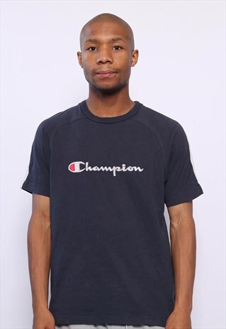 VINTAGE CHAMPION BIG LOGO SPELLOUT T-SHIRT NAVY BLUE