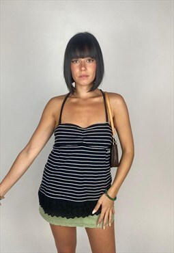 Vintage 00s Striped Bandeau Roxy Top 