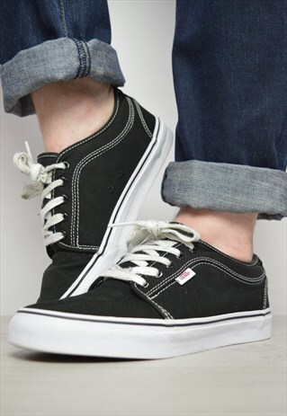 VINTAGE 90S VANS BLACK SKATE SHOES TRAINERS SNEAKERS GRUNGE