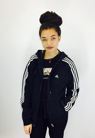 ADIDAS CLASSIC 3 STRIPE BLACK HOODIE