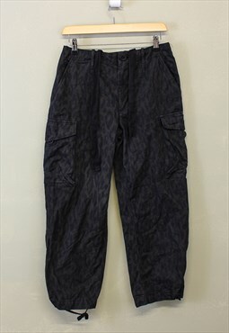 Vintage Y2K Pattern Cargo Pants Black With Pocket Details 