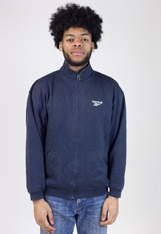 VINTAGE 90S REEBOK NAVY ZIP-UP SWEATSHIRT
