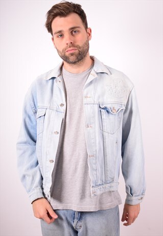 MENS VINTAGE DENIM JACKET LARGE BLUE 90S