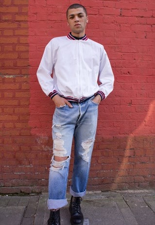 WHITE VINTAGE BOMBER JACKET