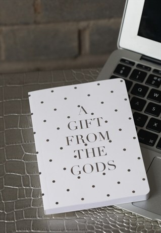 METALLIC SILVER POLKA DOTS POCKET A6 NOTEBOOK IN WHITE