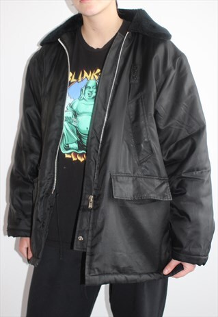 VINTAGE BLACK PUFFER BOMBER JACKET