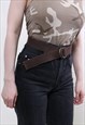VINTAGE D RING CANVAS BELT, MINIMALIST BROWN BELT MEDIUM 