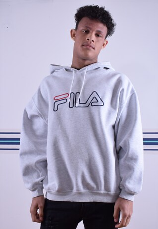 LIGHT GREY FILA EMBROIDERED HOODIE