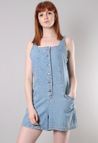 VINTAGE 80S DENIM BUTTON PLAYSUIT