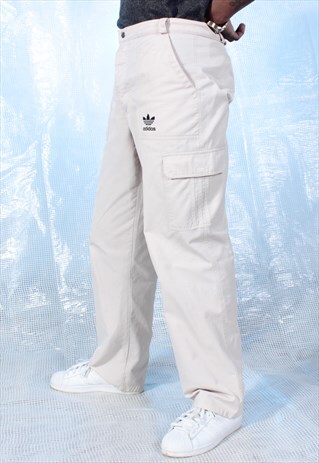VINTAGE ADIDAS CREAM EMBROIDERED TROUSERS