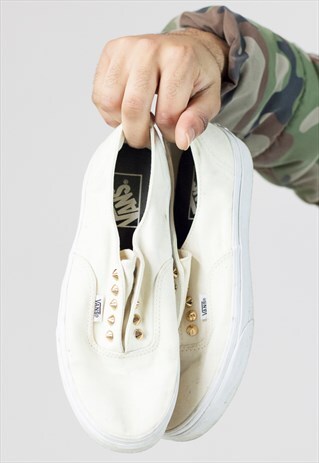 VINTAGE VANS BEIGE GOLD STUDDED TRAINERS