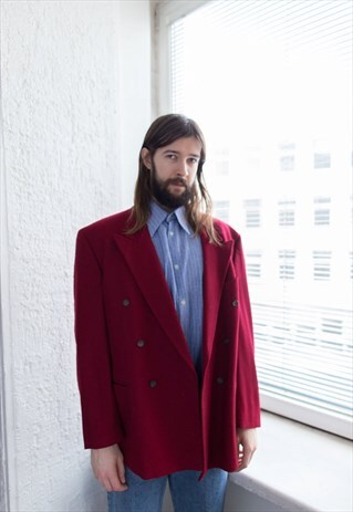 VINTAGE 80'S RED WOOL SUIT BLAZER