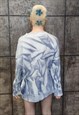 OIL WASH SWEATER TIE-DYE CABLE KNIT JUMPER RAVE TOP IN BLUE