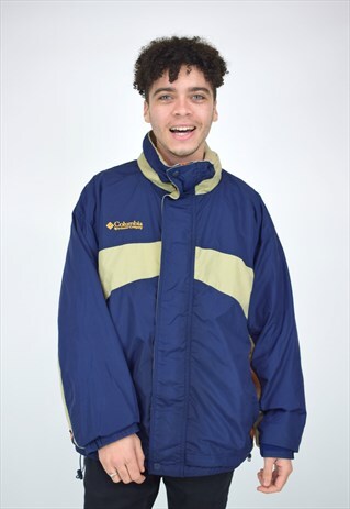 VINTAGE 90'S COLUMBIA NAVY, BEIGE & ORANGE ZIP-UP COAT