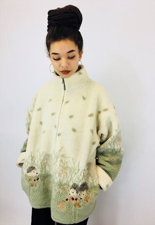 VINTAGE EMBROIDERED FLEECE COAT