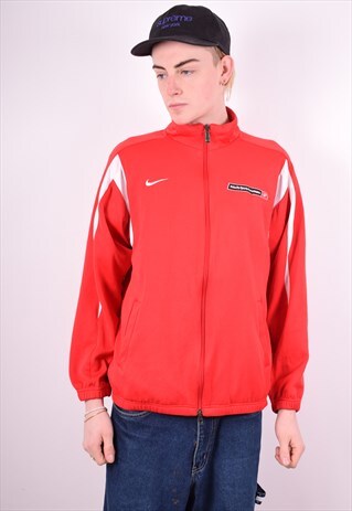 NIKE MENS VINTAGE TRACKSUIT TOP JACKET MEDIUM RED 90'S