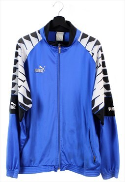 vintage track jacket 90s zip nylon blue OG banda L XL men's
