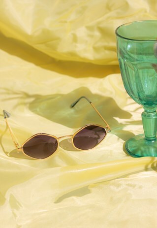 DIAMOND FRAME METAL SUNGLASSES BROWN