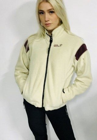VINTAGE JACK WOLFSKIN FLEECE JACKET JUMPER CREAM WINTER