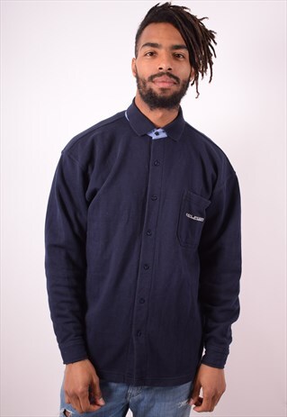 TOMMY HILFIGER MENS VINTAGE OVERSHIRT MEDIUM BLUE 90S