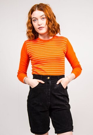 VINTAGE ORANGE STRIPE LONG SLEEVE TOP