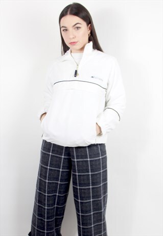 90'S RETRO WHITE PULLOVER 1/4 ZIP JACKET