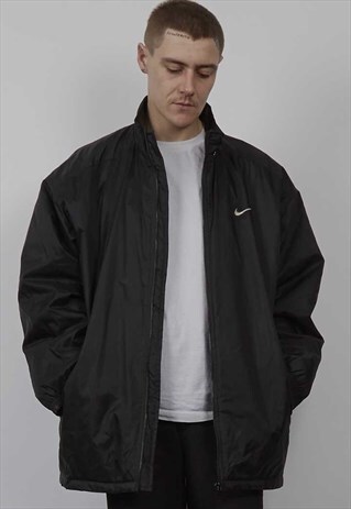 VINTAGE 90'S NIKE SWOOSH BLACK PADDED SPORTS JACKET