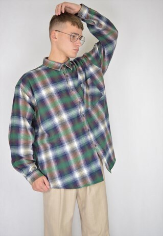 VINTAGE MULTICOLOUR CHECKERED FLANNEL SHIRT