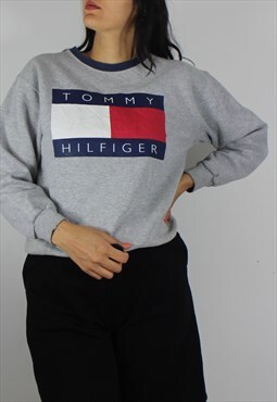 Vintage Tommy Hilfiger Sweatshirt Jumper w Logo Front