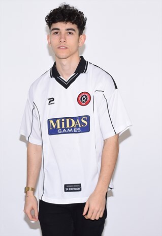 VINTAGE WHITE SHEFFIELD UNITED AWAY FOOTBALL T SHIRT