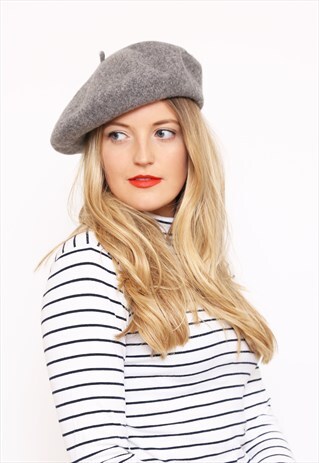 VINTAGE GREY WOOL BERET