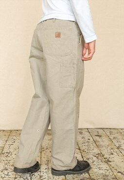 Vintage Carhartt Carpenter Trousers Mens Stone Grey