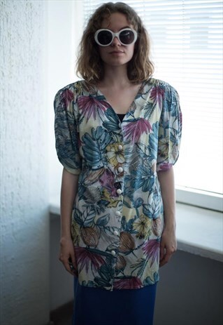 VINTAGE 80'S MULTI COLOUR LONG FIT BLOUSE