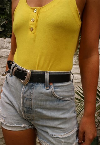 VINTAGE 80S YELLOW LOW BACK BODYSUIT
