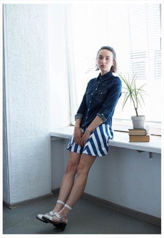 VINTAGE 90'S BLUE DENIM STRETCHY SHIRT