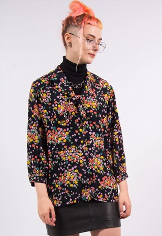 VINTAGE 90'S ABSTRACT PRINT TIE FRONT SHIRT