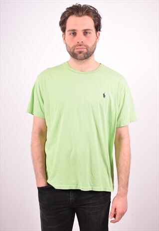 POLO RALPH LAUREN MENS VINTAGE T-SHIRT TOP LARGE GREEN 90S
