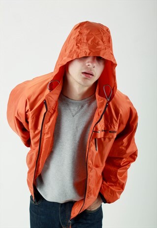 VINTAGE 90S NIKE SPELL OUT ORANGE WINDBREAKER