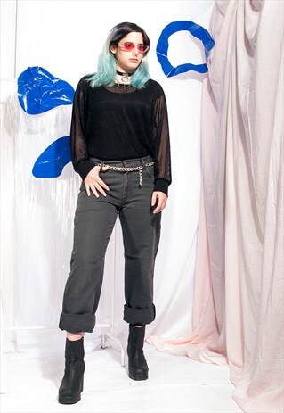 VINTAGE LEE JEANS 90S GRUNGE GREY BOYFRIEND DENIM TROUSERS