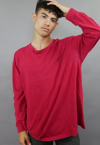 DARK RED RALPH LAUREN LONG SLEEVED T-SHIRT
