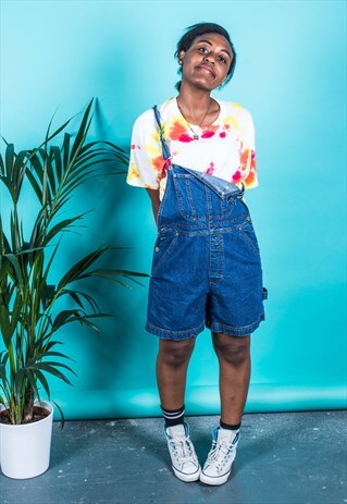 VINTAGE SHORT DUNGAREES IN BLUE DENIM