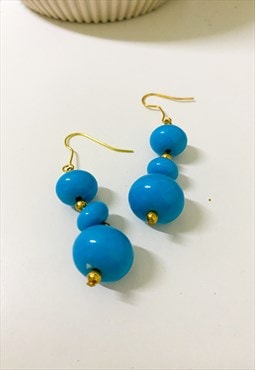 1980's Turquoise Beaded Drop Earrings