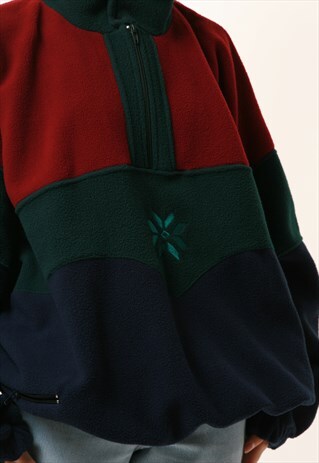 90S VINTAGE OLDSCHOOL BLUE SEVEN 1/4 ZIP FLEECE JUMPER 16124