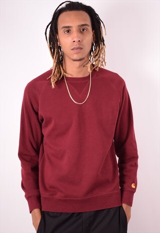 CARHARTT MENS VINTAGE SWEATSHIRT JUMPER MEDIUM MAROON 90S