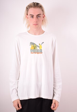 PUMA MENS VINTAGE TOP LONG SLEEVE XL WHITE 90S