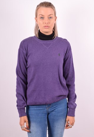 POLO RALPH LAUREN WOMENS VINTAGE JUMPER SWEATER LARGE PURPLE
