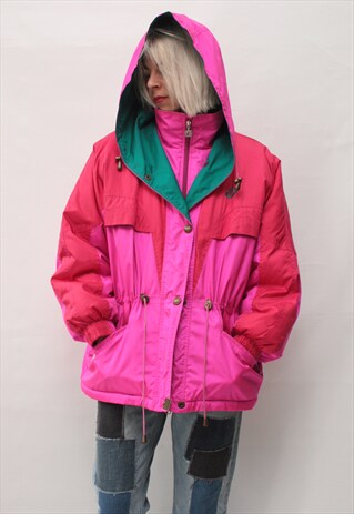 VINTAGE 80' CLASSIC OLDSCHOOL COOL NEON PINK SKI JACKET
